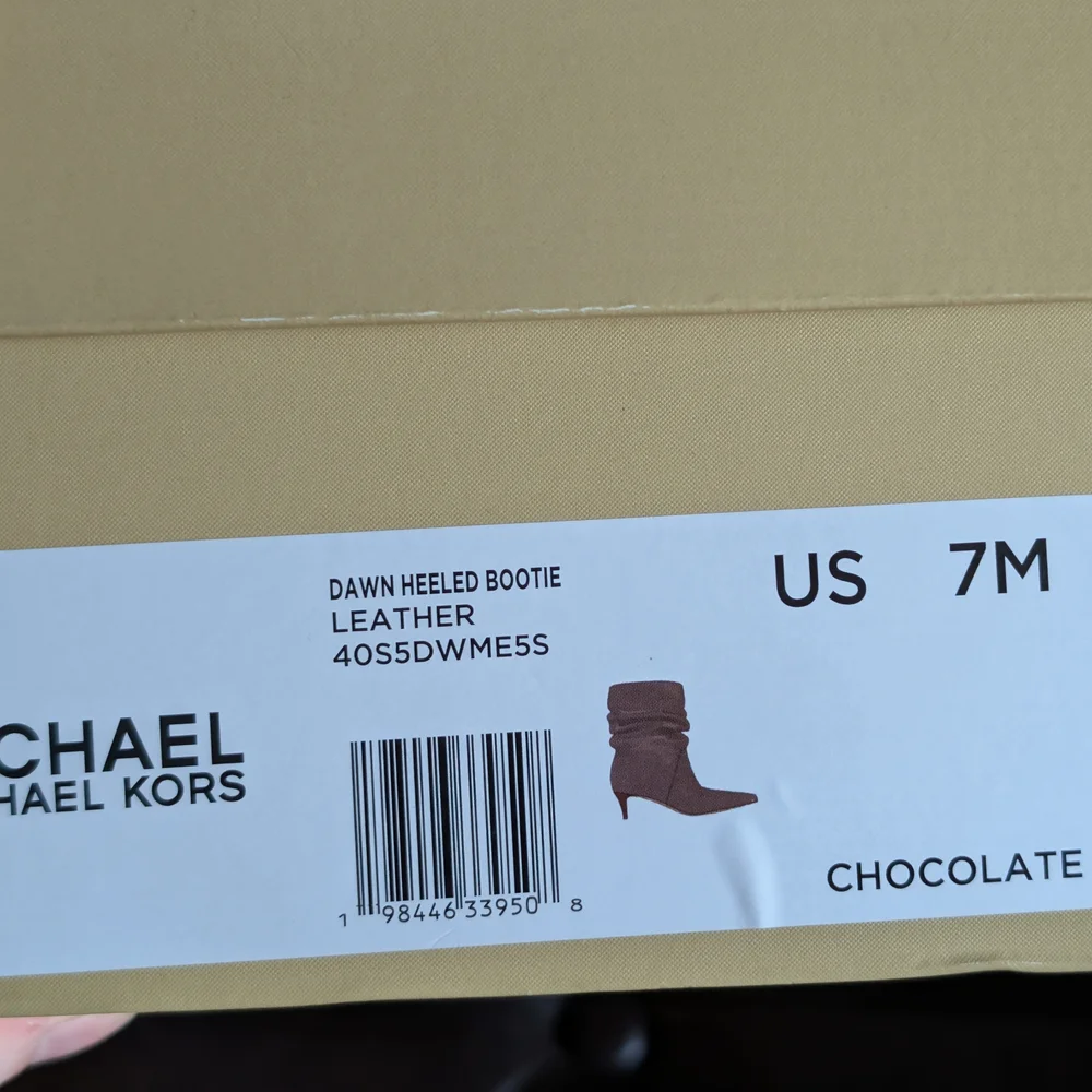 NIB Michael Kors Women's Chocolate Brown Suede Dawn Heeled Booties Size 7